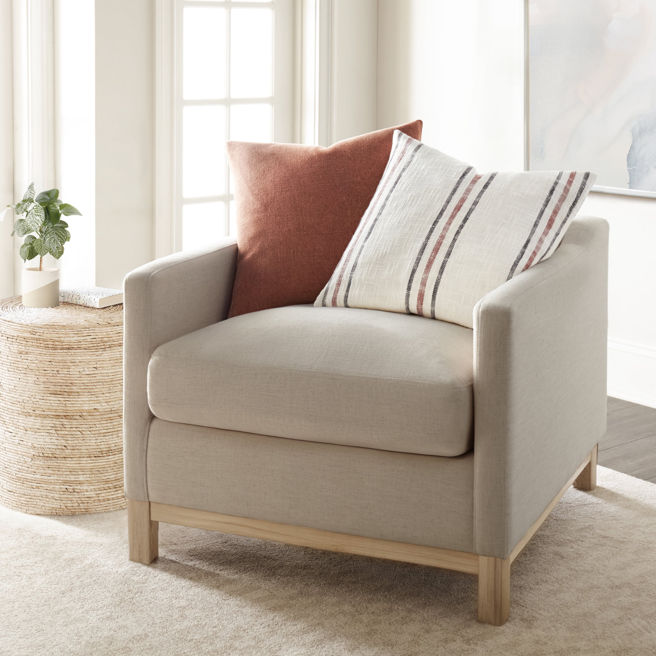 2-Pack Decor Throw Pillows in Yarn-Dyed Framed Stripe / Solid Patterns by Comfort Canopy