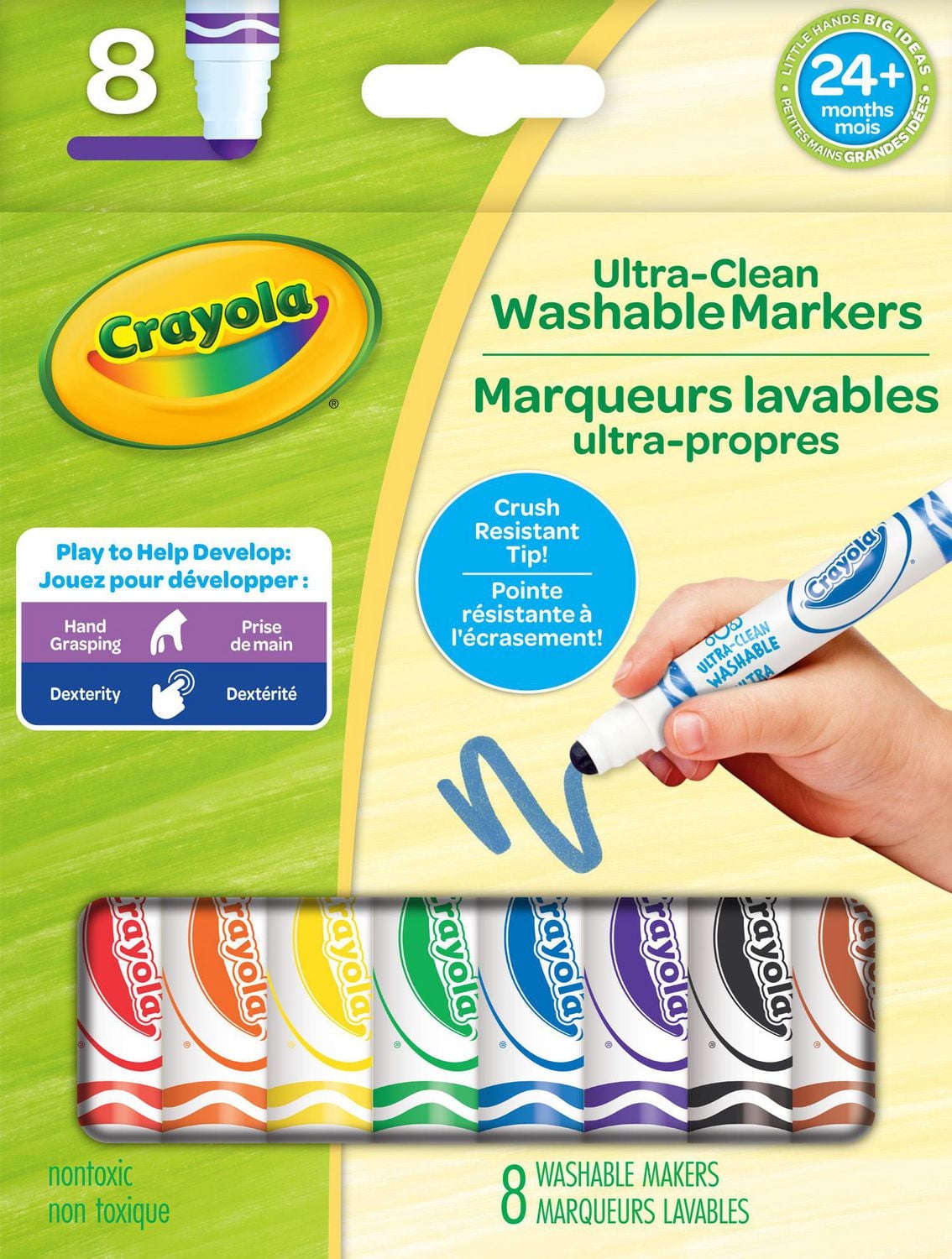Crayola Ultra-Clean Washable Gumball Tip Markers, 8 Count, YK 8GUMBALL NIB MRK