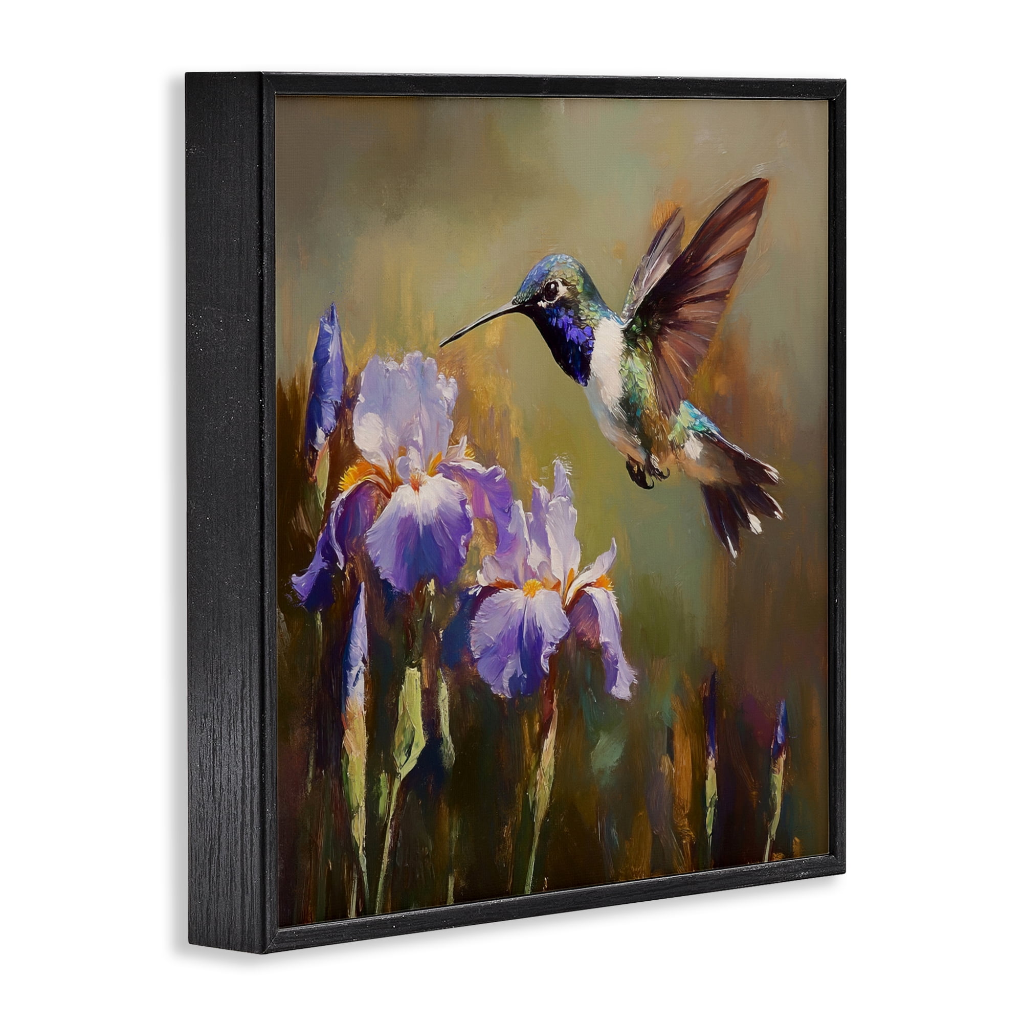 Stupell Industries Hummingbird & Purple Irises Black Framed Giclee Art, design by Tina LeCour