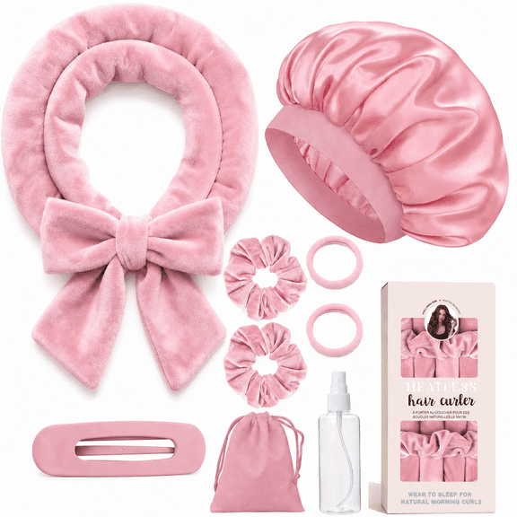 67" Extra Long No Heat Curls Overnight for Long Hair, Heatless Curling Rod Gift Set with Bonnet & Storage Bag, 9PCS