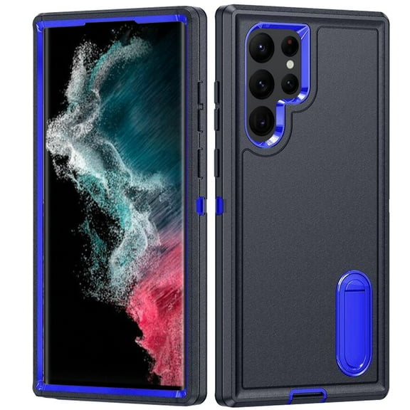 For Samsung Galaxy S23  Plus Hybrid 3 Layers 3in1 Hard PC Shockproof with Kickstand Heavy Duty TPU Rubber Anti-Drop Cover ,Xpm Phone Case [ Black / Blue ]