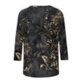 thumbnail image 3 of T-shirts for Women Graphic Print 3/4 Length Sleeve Tops Crewneck Casual Base Tee Shirt Summer Clothes (2XL, Black 01), 3 of 5