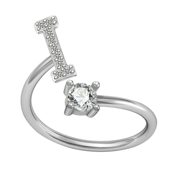 Vadktai Initial Rings, Initial Letter Ring for Women, Silver Stackable Alphabet Rings, Adjustable Pinky Ring, Cute Dainty Finger Rings, Valentine's Day Birthday Gifts for Her, Alphabet A-Z