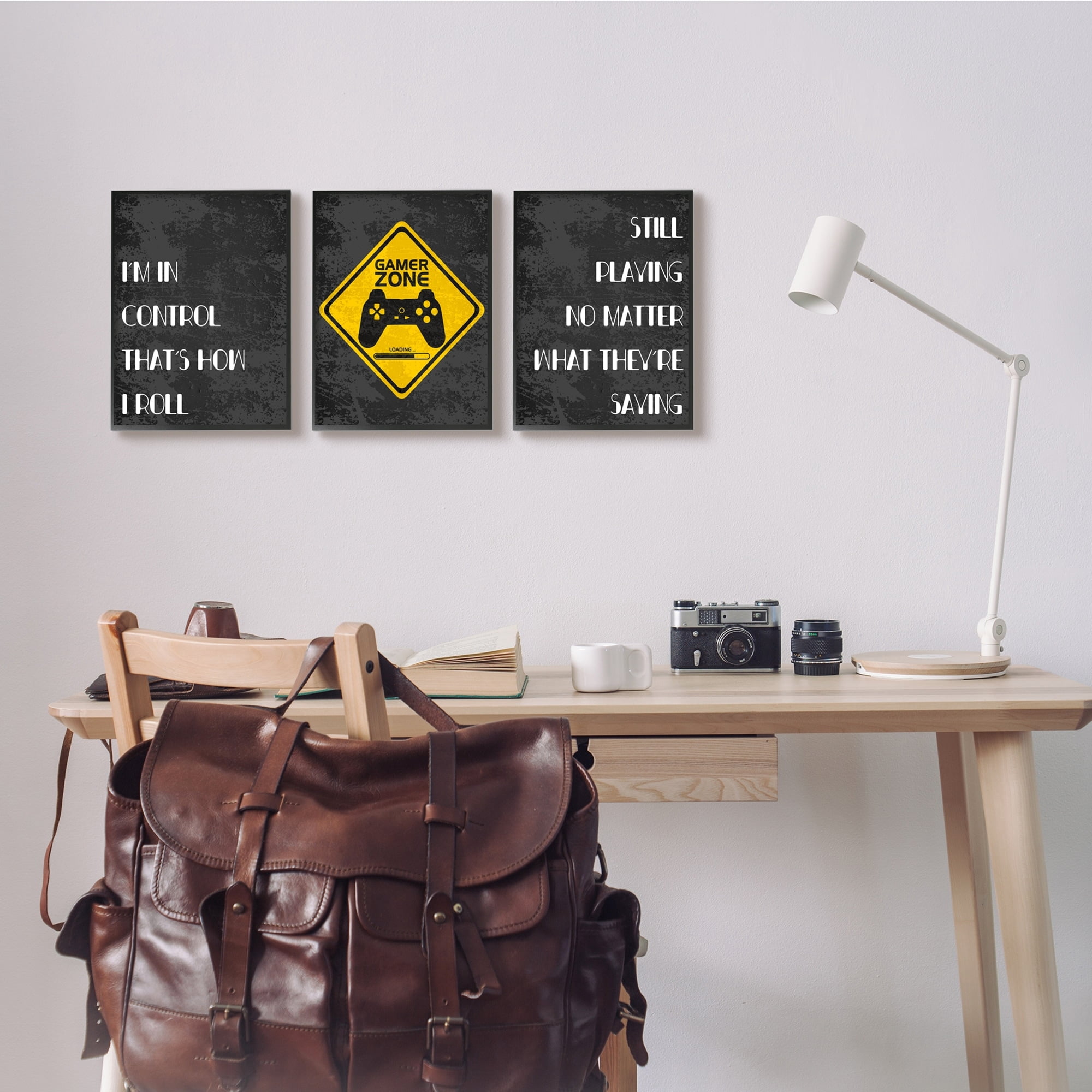 Stupell Industries Gamer Zone Road Sign Modern Video Game Phrases, 24 x 30, Design by Daphne Polselli