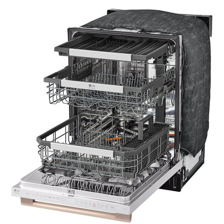 LG - STUDIO 24" Top Control Smart Built-In Stainless Steel Tub Dishwasher with 3rd Rack, QuadWash Pro, and 40dBA - Essence White