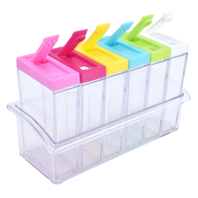 Organizador de condimentos, caja de condimentos, contenedores de especias para alimentos de seis piezas, caja de pimienta, diseño fácil de usar