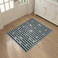 thumbnail image 3 of ODIKA 3'x5' Washable Area Rug Starfish Navy Ivory Rhythmic Wave Band Coral Reef Ocean Bathroom for Hallway, Laundry Room, Non-Slip, Flatweave, Easy Care, 3 of 7