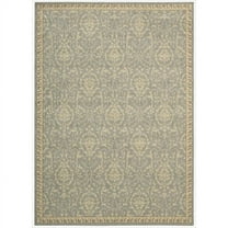 Nourison  Riviera RI02 Area Rug Blue 5'3" x 7'5" Latex Free Synthetic, Viscose, Wool Border 5' x 8' Accent, Indoor Living Room, Bedroom, Dining Room