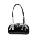 thumbnail image 5 of Bolso de mano tipo baguette para mujer, versátil, sencillo y elegante, con textura de alta calidad y estilo nicho francés, con lazo de seda y bufanda, para debajo del brazo., 5 of 5