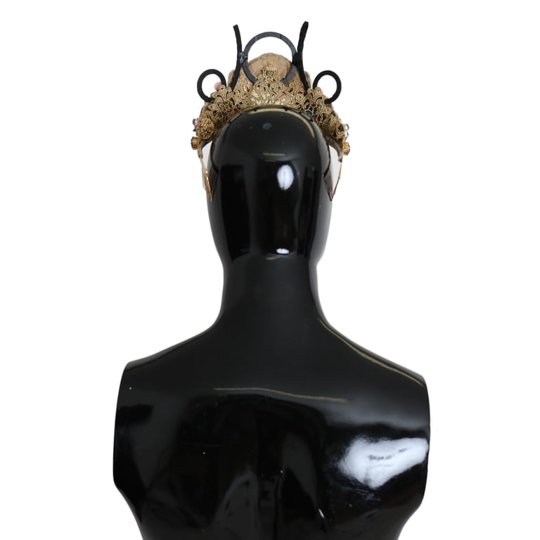 Dolce & Gabbana Gold Brass Floral Crystals LED Lights Crown Tiara Diadem Dolce & Gabbana Brass Floral Crystals Led Lights Crown In  main image 2