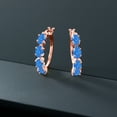 thumbnail image 4 of Gem Stone King 18K Rose Gold Plated Silver Hoop Earrings Set with Fancy Blue Zirconia, 4 of 4