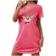 thumbnail image 4 of Camisón corto de talla grande para mujer, camisón de manga corta con estampado de pecho a la moda, camisón para mujer, 4 of 5