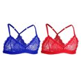 thumbnail image 1 of 2 Unids Hombres Sin Cables Crodre Ropa Interior Azul + Rojo Sunnimix Sujetador de encaje para hombre, 1 of 8