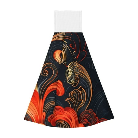 

Zeuib Fiery Floral Pattern Print Coral Velvet Hand Wipes Hanging Hand Towels Set with Hook & Loop Absorbent Towel for Bathroom Home