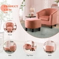 thumbnail image 6 of Accent Chair with Ottoman Set, Upholstered Soft Barrel Chair with Footrest & Cushion, Reading Chair Armchair for Living Room, Bedroom, Office, Reading Room,Velvet Pink, 6 of 8