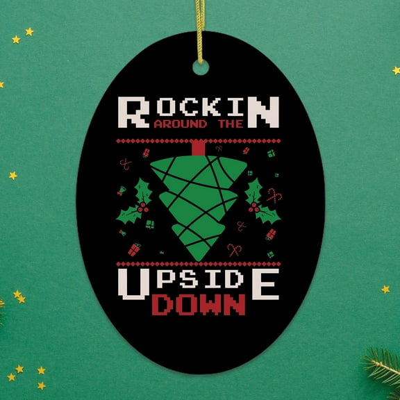 Vintage Rockin Around The Tree Upside Down Christmas Ornament