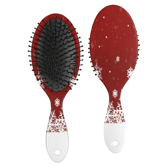 Red Christmas Snowflake Pattern Hair Brush,Girls Detangling Hair Brush,Glide Through Tangles with Ease for Wet & Dry Hair,8.8"X2.8"