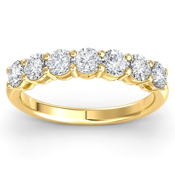 ARAIYA FINE JEWELRY 10K Yellow Gold Lab Grown Diamond Seven-Stone Wedding Band Ring (3/4 cttw, D-E Color, VS Clarity) Size 7