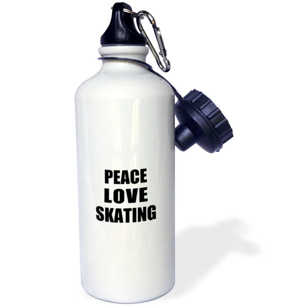 3dRose Peace Love and Skating. Things that make me happy Skate Skater gift, Sports Water Bottle, 21oz by 3dRose
