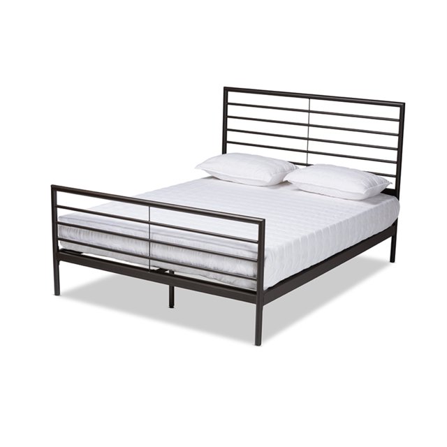 Baxton Studio Alva Cama de plataforma de tamaño completo de metal con acabado negro industrial moderno y contemporáneo Baxton Studio 1.93271E11