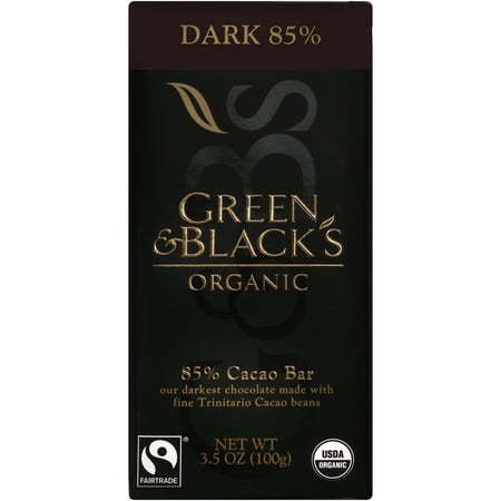 - Green & Black's, Organic 85% Cacao Dark Chocolate Bar 3.5 oz