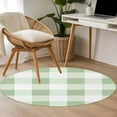 thumbnail image 5 of Sage Green Buffalo Check 3ft Round Rug, Farmhouse Plaid Modern Geometric Non-Skid Rubber Backing Large Area Rugs - Living Room Bedroom Home Office, Indoor Floor Mat Carpets Washable Rug, 5 of 9