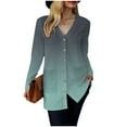 thumbnail image 4 of idosla Long Sleeve Cardigan for Women Casual Gradation Pockets Button Down Loose Fall Lightweight Hiking Trendy Jacket (Mint Green, 3XL), 4 of 8