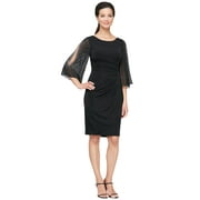 Alex Evenings Short Sheath Dress with Embellished Illusion Split Sleeves and Skirt (Unisex, Black, 12)