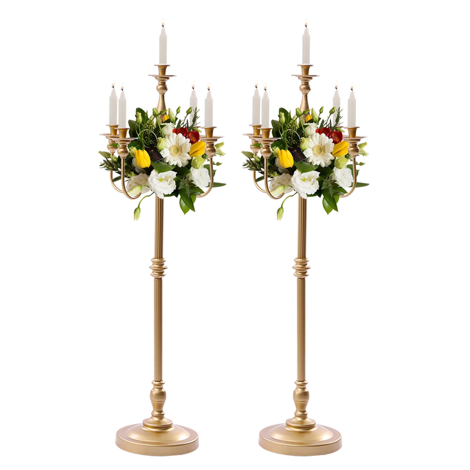 50 5 Arm Floor Candelabra Stand Candle Holder Wedding Party Table  Centerpiece Gold 