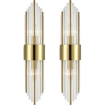 Moose 2-Light Modern Brushed Titanium Gold Wall Sconce with Clear Glass Shades