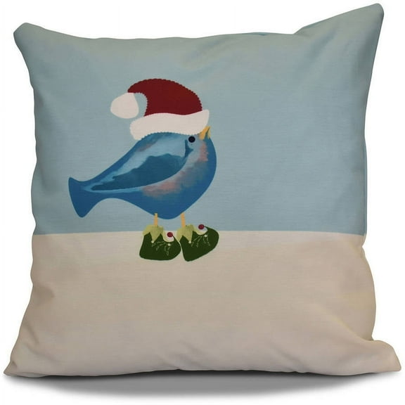 Simply Daisy 16" x 16" Merry Christmas Bird Animal Print Outdoor Pillow, Icicle