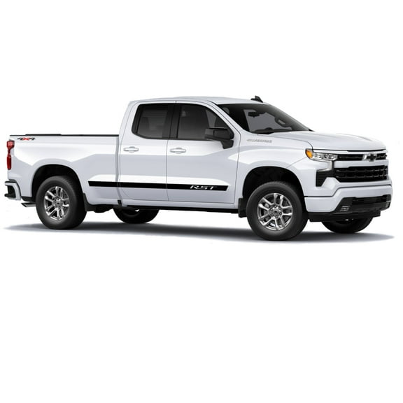 Chevy Silverado Gloss Black RST Crew and Double Cab Body Side Decals 2019-2026 GM Licensed