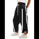 thumbnail image 3 of Pantalones Deportivos Holgados de Pierna para Mujer, Informales, con Cordón Ajustable y Cintura Elástica, en Colores Contrastantes, Estilo Y2K. Negro XXL, 3 of 7