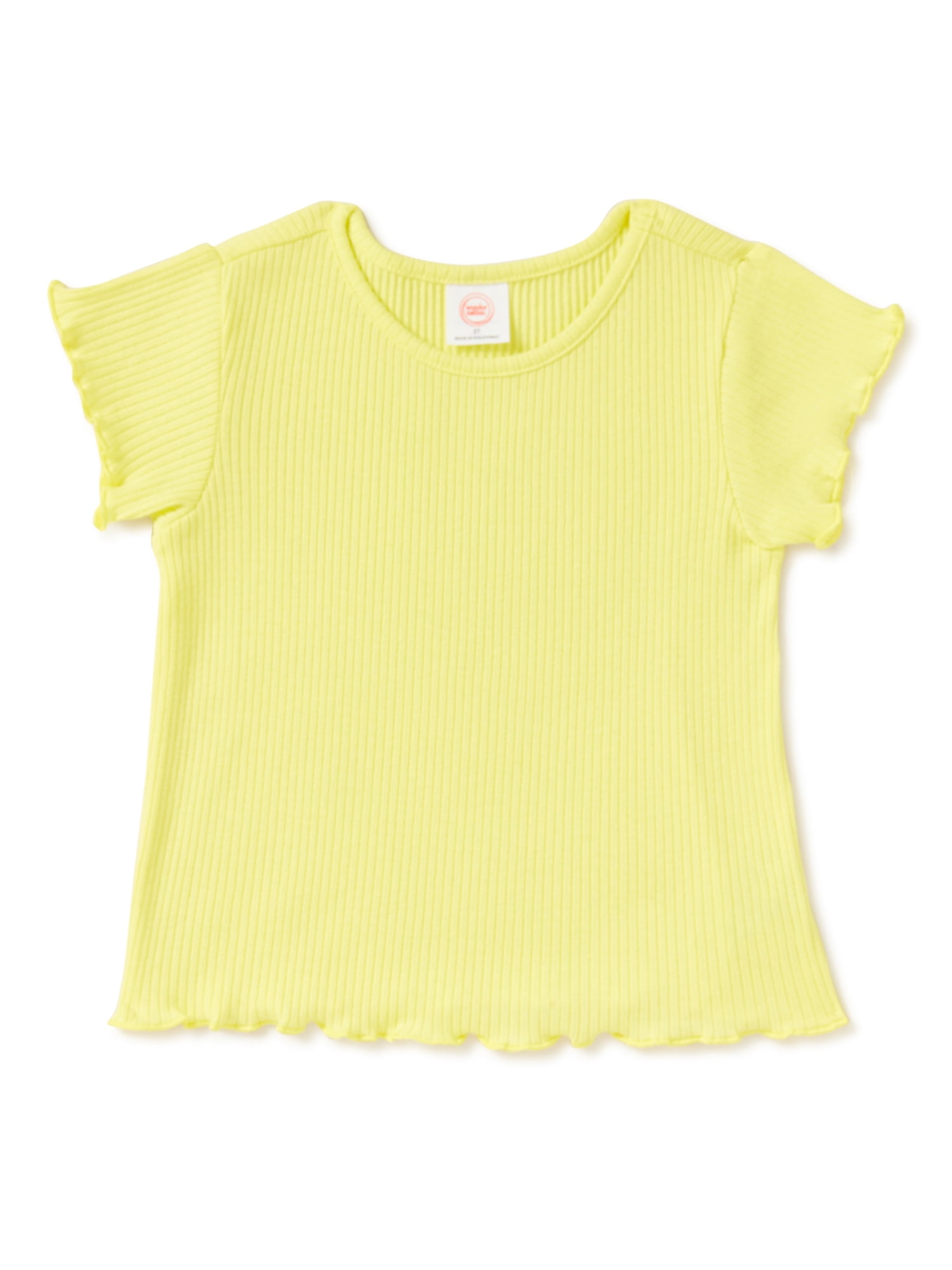 Wonder Nation Baby & Toddler Girls Short Sleeve T-Shirt & Pinafore Dress, 2-Piece Outfit Set, Sizes 12M-5T