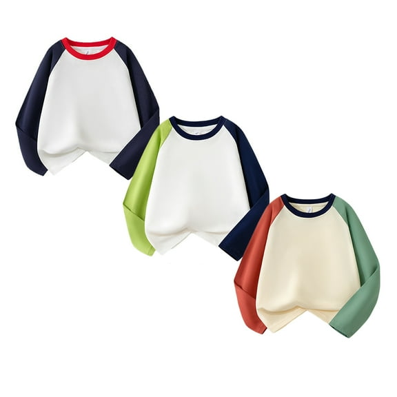 HuaAngel 3 Pack Boys Girls Combed Cotton T-Shirt Long Sleeve Crew Neck Basic Tees Sizes 3-13