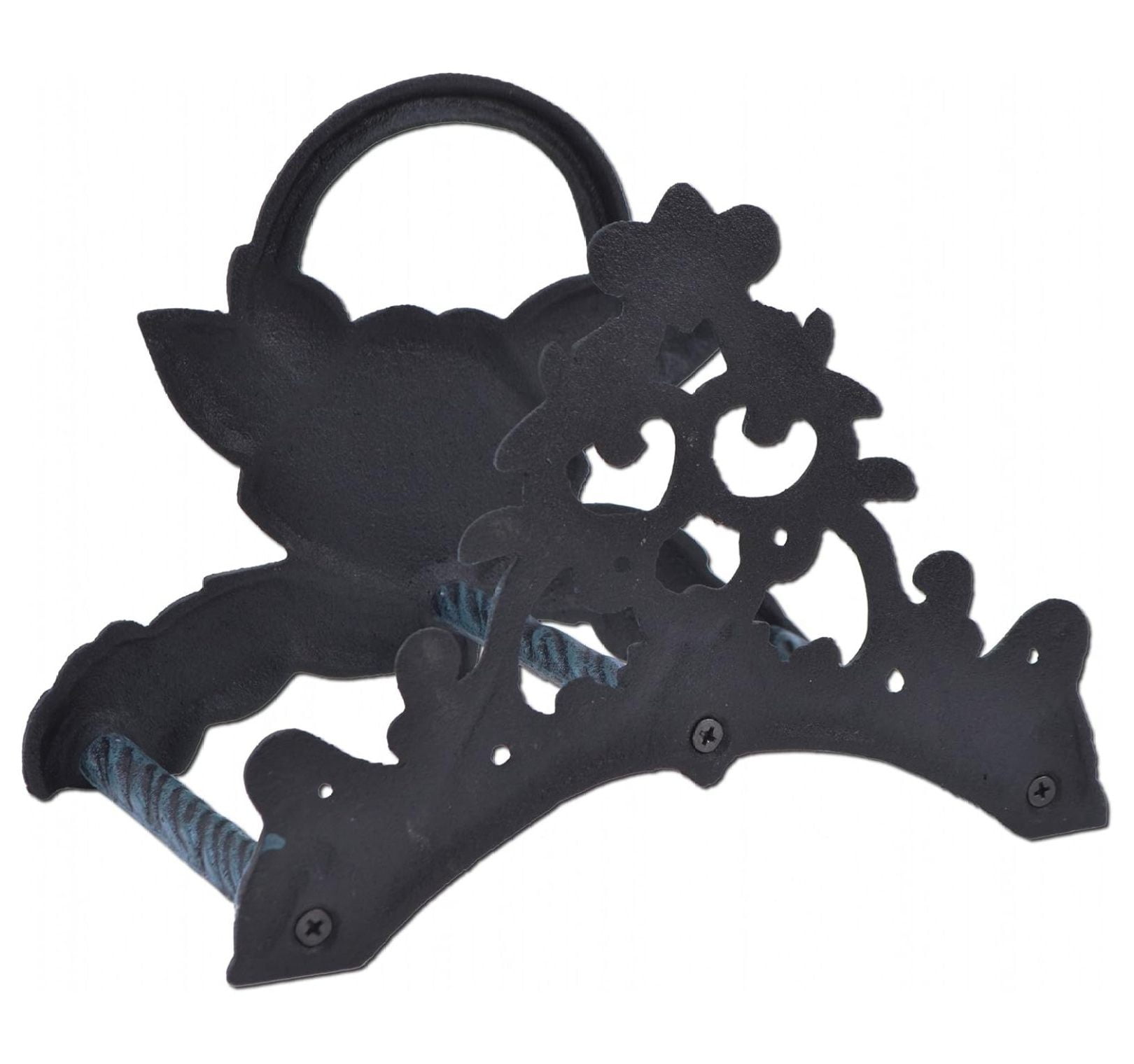 Garden Water Hose Holder Rose Flower Verdigris Cast Iron Hanger Reel 9.5" Wide