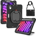 thumbnail image 2 of iPad Mini 6 Case 6th Generation 360°Rotatable Stand with Shoulder Strap Handle Pencil Holder Heavy Duty Shockproof Silicone Protective Case for iPad mini6 2021, 2 of 7
