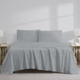 thumbnail image 3 of Color Sense 4-Piece 100% Cotton Percale Bed Sheet Set, Cool & Crisp Bedding, Full, Light Gray, 3 of 12