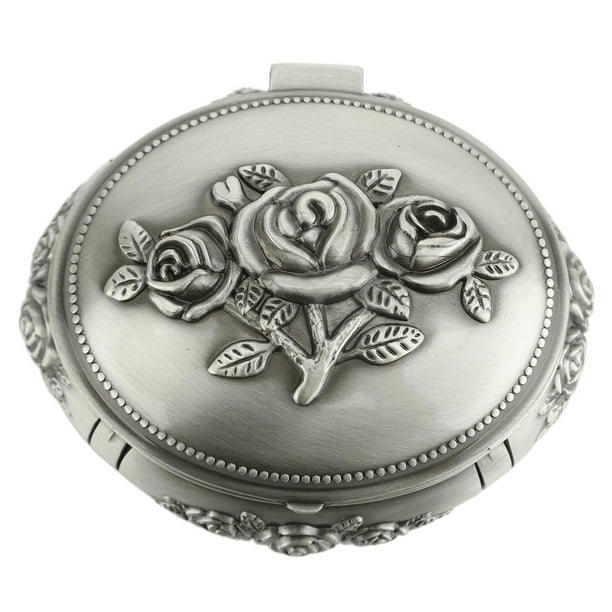 Joyero De Metal, Joyero Retro De Metal Rosa Con Forma Ovalada, Organizador Con Interior De Terciopelo, Caja De Almacenamiento De Joyería Con Anillo De aleación De Zinc Vintage