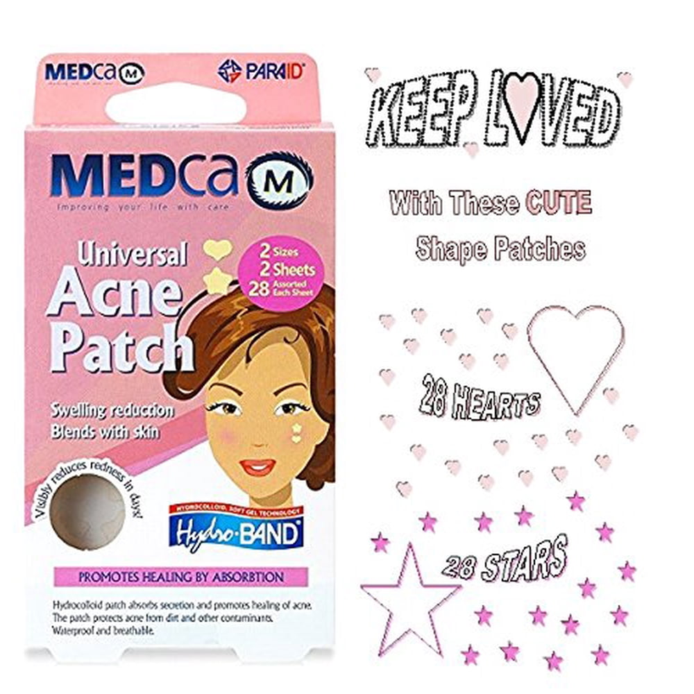 MEDca Universal Acne Pimple Patch Absorbing Cover 28 Count Heart And 