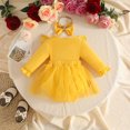 thumbnail image 5 of RMGVDSD Baby Girl Cartoon Romper Dress Ruffle Long Sleeve Clothes with Bow Headband Cute Fall Winter Outfit Set, 5 of 8