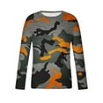 thumbnail image 5 of Honeeladyy Spring Long Sleeve Top Bottom Color Matching Round Neck Plaid T Shirt Mens T Shirt Tall #Yg-Orange-S, 5 of 5