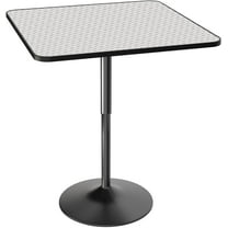 Hyxoo 31.5" Square Pub Table Height Adjustable 27.6"-36" Cocktail Table with Metal Base MDF Top Non-Rotatable for Dining Bistro Café Home Bar-31.5 IN-Silver
