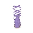 thumbnail image 2 of BLISSFUL STEP Mother's Day Women's Shoes Lace-Up Chunky Heel Open Toe Cross Strap Sandals Purple 9, 2 of 7