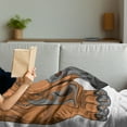 thumbnail image 3 of Dog Lover Soft Flannel Fleece Throw Blanket, Close up Cartoon Portrait of Sad Looking Big Breed Dog, Cozy Plush for Indoor and Outdoor Use, 70" x 90", Pale Cinnamon Dimgray, by Ambesonne, 3 of 5