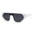 thumbnail image 2 of Retro Flat Top Shield Racer Plastic Subtle Cat Eye Sunglasses White Black - Black, 2 of 4