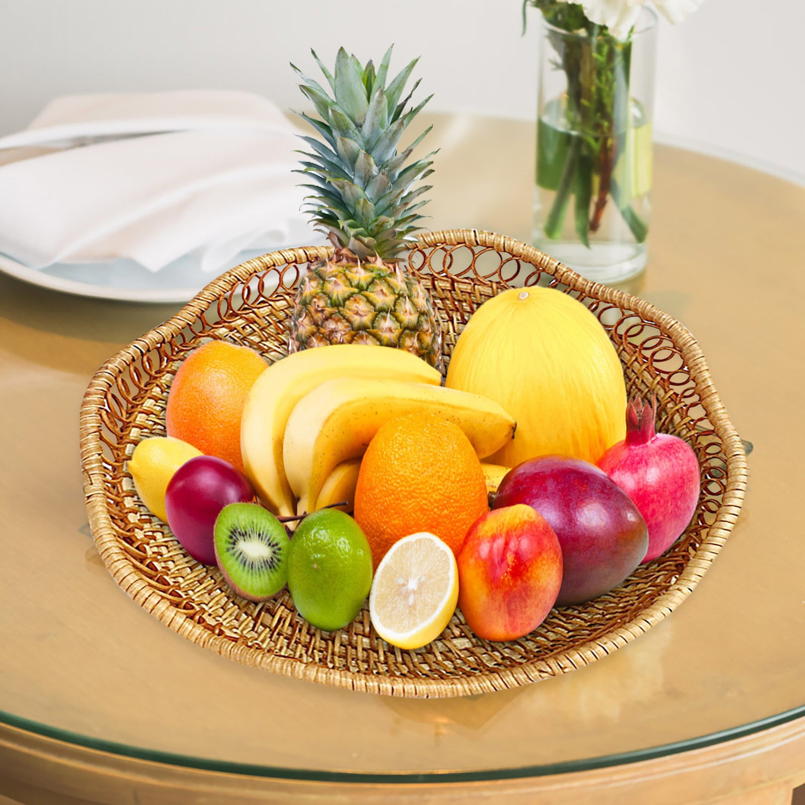 Clearance! Binkne Fruit Basket; Fruit Plate; 1*Fruit Basket; Fruit Baskets Wicker Storage Bowls Natural Woven Serving Basket Bowls Decorative Baskets for Kitchen Counter Organizing; Fruit Plate