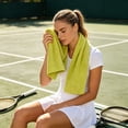 thumbnail image 2 of Absorbent Quick Dry Microfiber Sports Sweat Towel 16x31 Inch, Wavy Edge Textured Portable Fitness Workout Towel with Storage Carry Pouch for Gym Running Tennis Yoga Outdoor Exercise, Multi Colors, 2 of 7