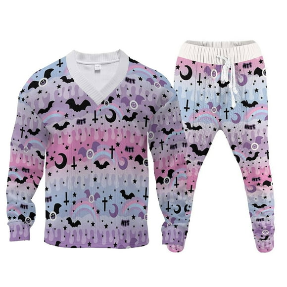 HCURIBAD Big and Tall SweatPants for Men Mens Knit V-Neck Long Sleeve Top + Trouser Casual Loose Fun Printed Sweatshirt Set, Fall Outfits, Track Suits Mens, American Flag Shirt Pink S