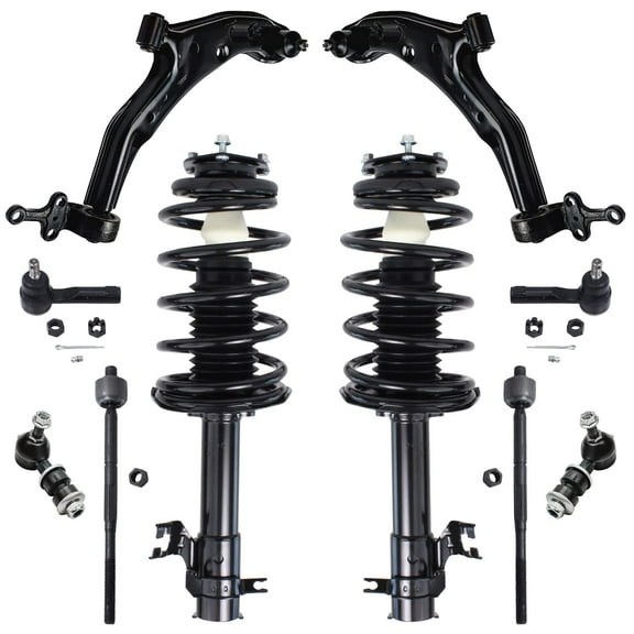 Detroit Axle - 10pc Suspension Kit for 2002-2006 Nissan Sentra 2003 2004 2005, 2 Ready Struts, 2 Lower Control Arms w/Ball Joints, 4 Inner & Outer Tie Rods, 2 Sway Bars Replacement
